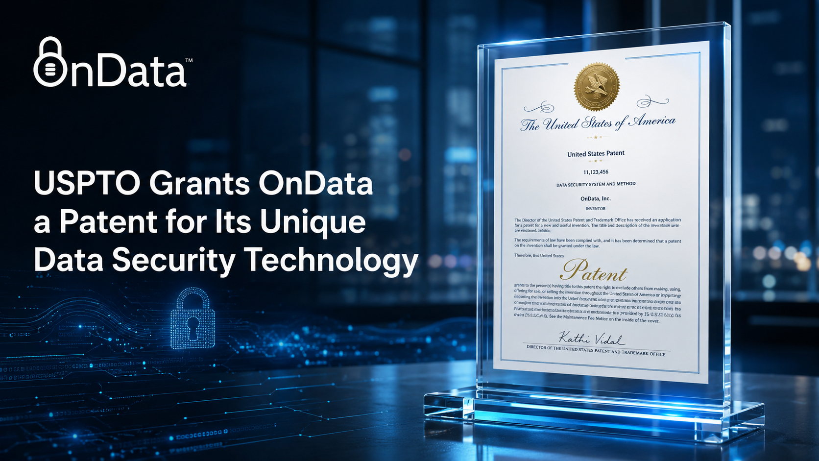 USPTO Grants OnData Patent for Data Security Technology